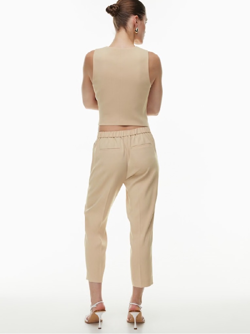 Aritzia Babaton Conan Cropped Pull On Pants Heather Honey Elastic Waist Size 12 - Picture 5 of 16